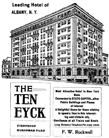 advert - Leading Hotel of Albany, N. Y. - The Ten Eyck