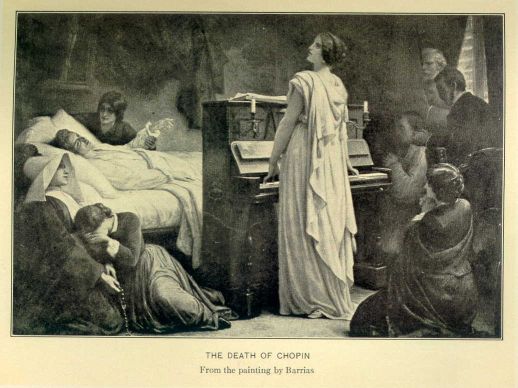 The death of Chopin.  From the painting by Barrias.