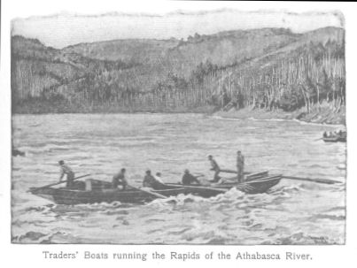 Traders' Boats running the Rapids of the Athabasca River.