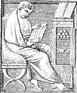 man reading scrolls