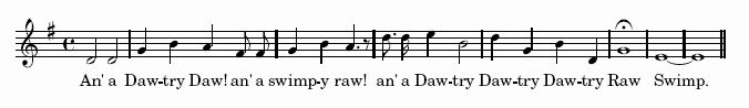 An' a Daw-try Daw! an' a swimp-y raw! an' a Daw-try Daw-try Daw-try Raw Swimp.
