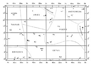 Chart No. 1.—From Right Ascension 0 Hours to 4 Hours; Declination 30° North to 10° South.
