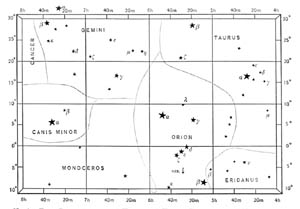 Chart No. 2.—From Right Ascension 4 Hours to 8 Hours; Declination 30° North to 10° South.