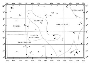 Chart No. 5.—From Right Ascension 16 Hours to 20 Hours; Declination 10° North to 30° South.
