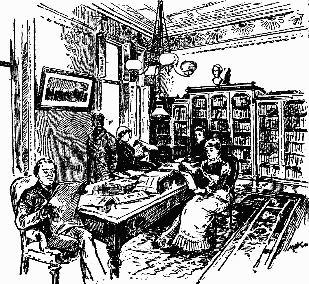 Illustration:
Library and Reading-room—Invalids' Hotel and Surgical Institute.