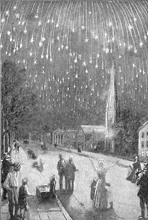 THE GREAT METEORIC SHOWER
NOVEMBER 13, 1833

"The stars of heaven fell unto the earth, even
as a fig tree casteth her untimely figs, when
she is shaken of a mighty wind." Rev. 6:13.