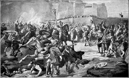 RAISING THE SIEGE OF ROME,
A.D. 538

The crushing defeat of the Goths by the armies of Justinian,
who placed Vigilius in the papal chair under the military
protection of his famous general, Belisarius.