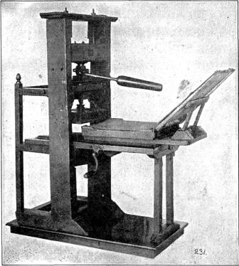 THE FRANKLIN PRESS

Operated by two men, it has a maximum
speed of 250 impressions per hour.