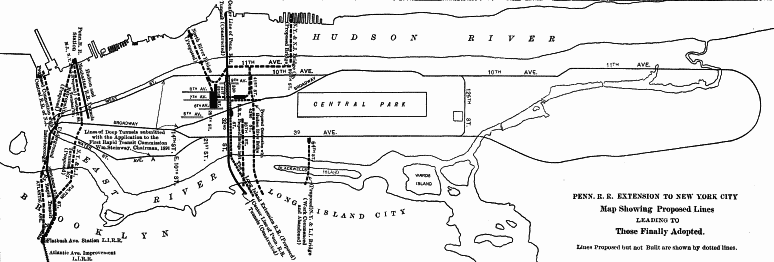 Plate VI.&mdash;Pennsylvania Railroad Extension: Map Showing Proposed Lines Leading to Those Finally Adopted