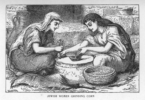 Jewish women grinding corn.