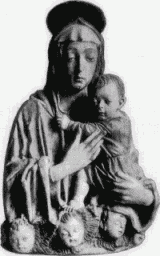 191A. Madonna in bemaltem Thon von einem Bologneser Meister um 1460.