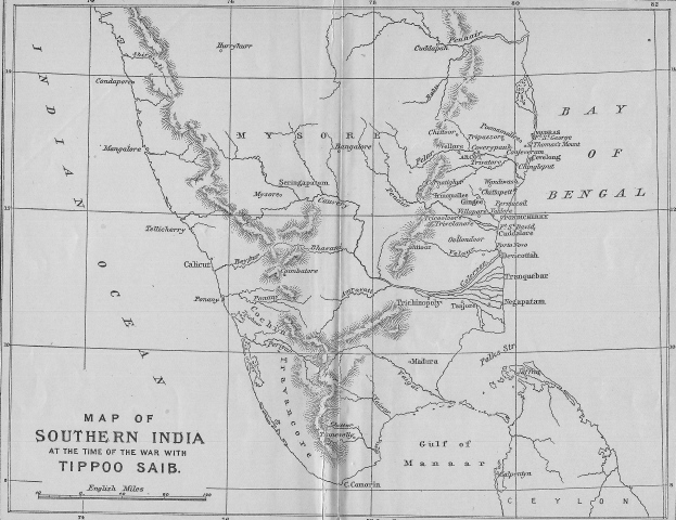 Map of Southern India at the time of the war with Tippoo Saib