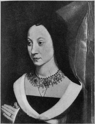 Portrait showing pointed head-dress