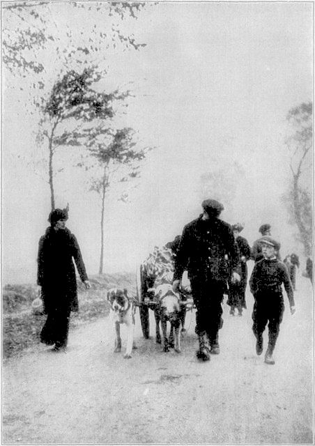 Refugees fleeing toward Dunkirk before the German advance, after the fall of Antwerp