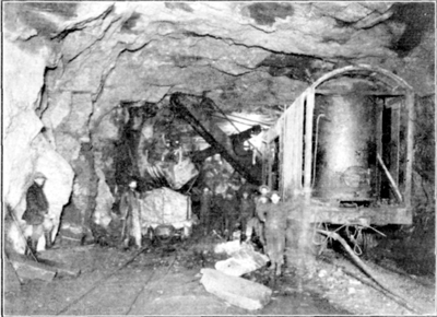 Air-Operated Steam Shovel Used in Tunnel