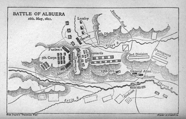 Battle of Albuera, 16th May, 1811.  From Napier's "Peninsular War."