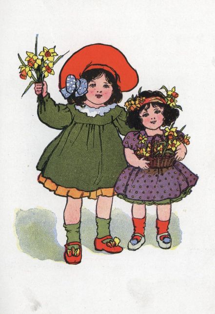 Little girls with flowers