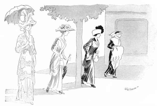 THE WOMAN NEAREST THE WALL HAS ON HER FURS—IT IS ALWAYS COOL IN THE SHADE THE WOMAN NEAREST THE WALL HAS ON HER FURS—IT IS ALWAYS COOL IN THE SHADE