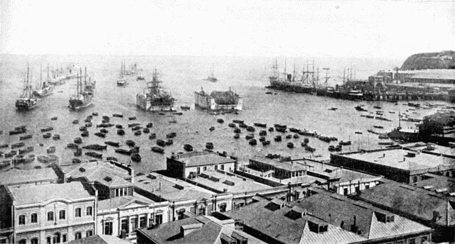 THE HARBOR OF VALPARAISO. Illustration: THE HARBOR OF VALPARAISO.
