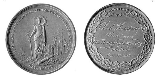 Silver medal won by Mr. Hussey with the Reaper at
Baltimore in 1850