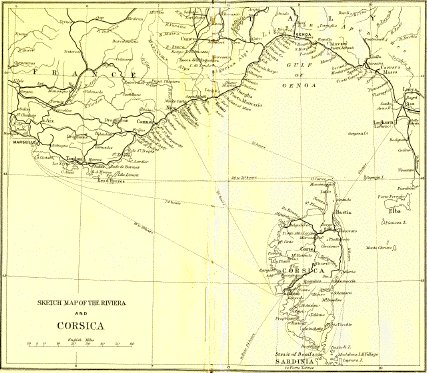map of the Riviera and Corsica