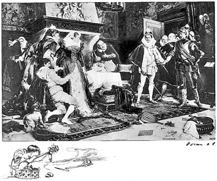 Murder of the favorite, Rizzio, at the feet of Mary
Stuart, by her husband and associate conspirators