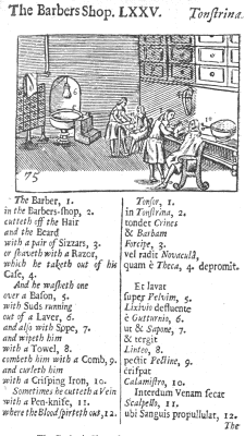 The Barber's Shop, from "Orbis Pictus."
