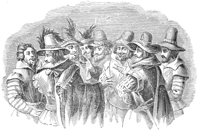The Gunpowder Conspirators, from a print published
immediately after the discovery. Shows the Beards in Fashion in 1605.