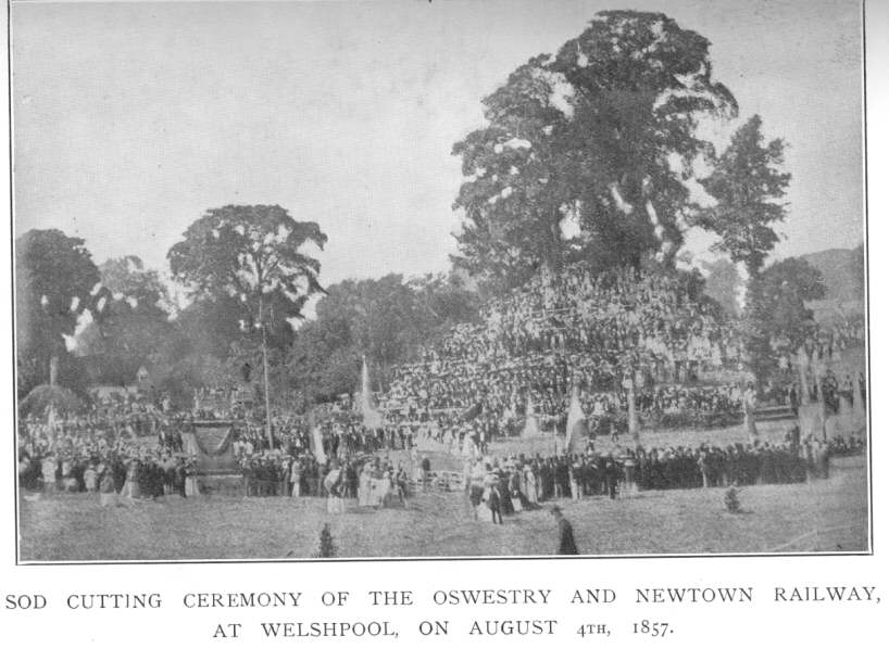 Sod cutting ceremony of the Oswestry and Newtown Railway, at
Welshpool, on August 4th, 1857