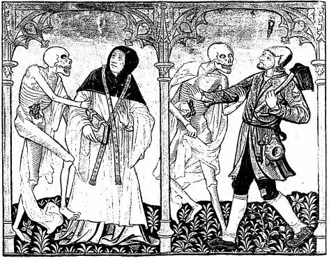 Illustration: De gauche  droite:
1. le mort, le cur; 2. le mort, le laboureur.