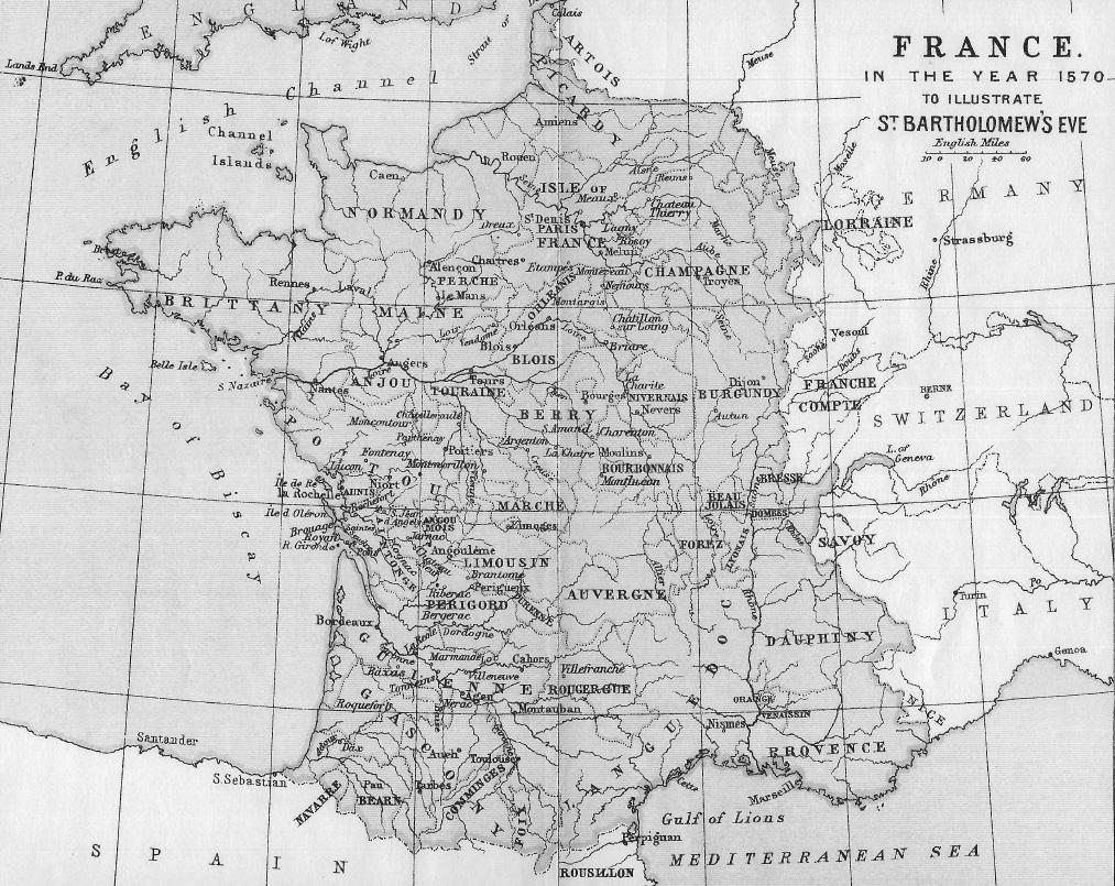 Map of France in 1570.