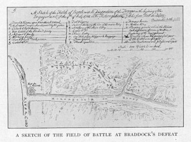 A SKETCH OF THE FIELD OF BATTLE AT BRADDOCK'S DEFEAT