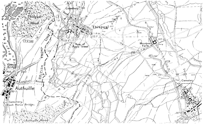 MAP ILLUSTRATING THE OPERATIONS OF 1st JULY, 1916.