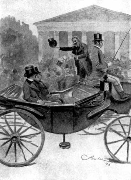 A MAN CLAMBERED ON THE BOX BESIDE THE COACHMAN. "I WILL
SING YOU THE MARSEILLAISE!" HE SHOUTED.