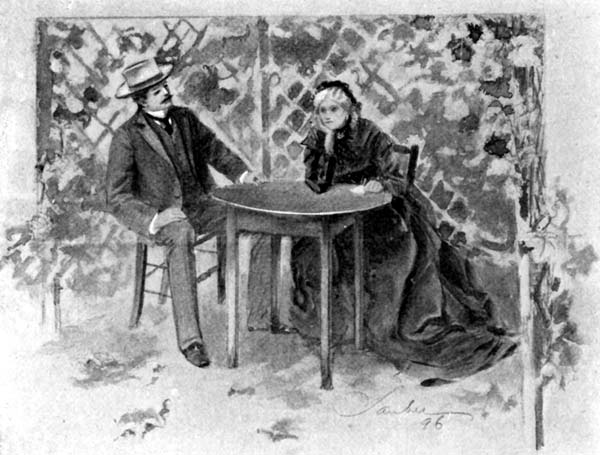 THE VICOMTESSE TURNED A LITTLE IN HER CHAIR, AND,
LEANING HER ELBOW ON THE TABLE, SHOWED ME ONLY HER PROFILE AS SHE SAT,
WITH HER CHIN IN THE PALM OF HER HAND, LOOKING DOWN INTO THE VALLEY.