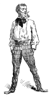 A bearded man stands with his hands in his pockets, feet wide apart.