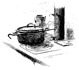 A pot on a stove.