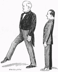 STEPS TOWARD EFFICIENCY.
Horace, the Butler (MR. C. V. FRANCE) lengthens his stride in obedience to
Alexander Y. Hedge (MR. DONALD CALTHROP).