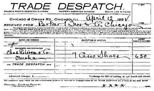 A shipping receipt (original).