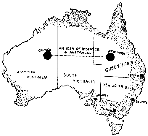 Australia. Shaded portions show where the rainfall is sufficiently abundant.
