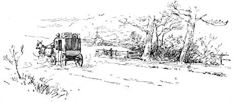 A carriage heading down a road.