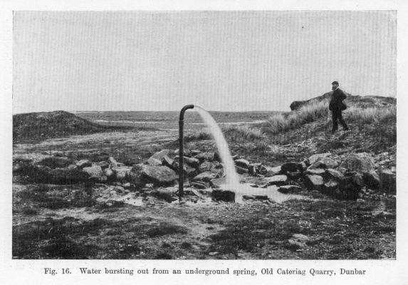 Fig. 16.  Water bursting out from an underground spring, Old Cateriag Quarry, Dunbar