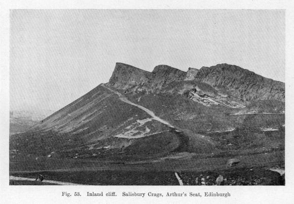 Fig. 53.  Inland cliff.  Salisbury Crags, Arthur's Seat, Edinburgh