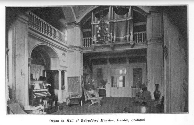 Organ in Hall of Balruddery Mansion, Dundee, Scotland