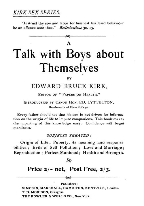 Ad for A Talk with Boys about Themselves