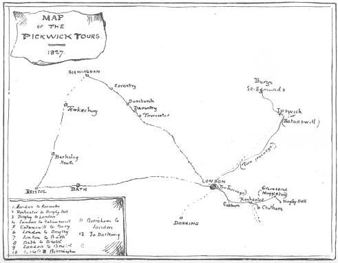 Map of the Pickwick Tours