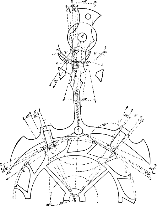 Large diagram showing a complete lever escapement.