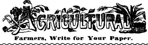 Agricultural
Farmers, Write for Your Paper.