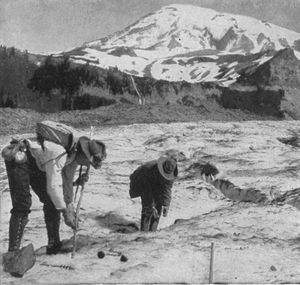 Measuring the Ice Flow in Nisqually Glacier.