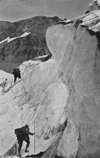 Climbing the sracs of Winthrop Glacier.
